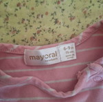 Mayoral baby romper 6-9 months pink with white stripes and bears