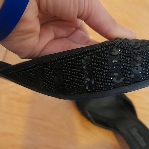 Mules black with sequins used, size 38, low heel