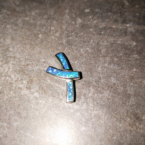 Silver cross with opal like new, modern design