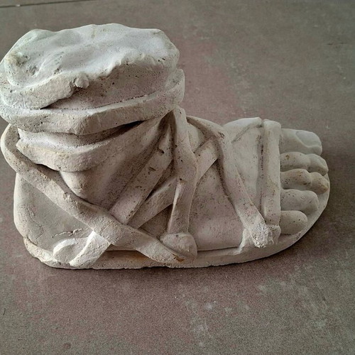 Plaster Copy of Ancient Greek or Roman Foot with Military Sandal used