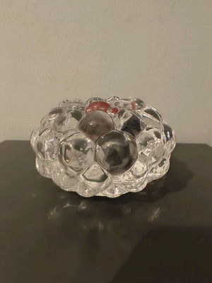 Orrefors Raspberry crystal bowl and candleholder like new
