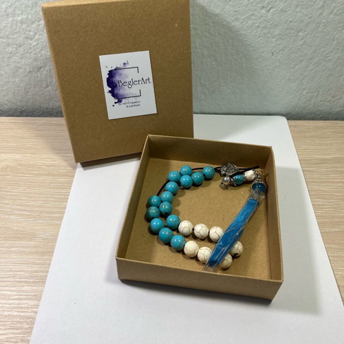 Handmade worry beads with chalcedony semi-precious stones new