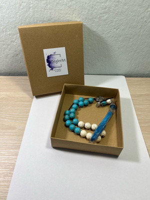 Handmade worry beads with chalcedony semi-precious stones new