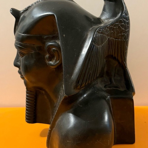 Egyptian Pharaoh bust used, black stone