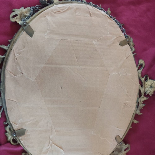 Bronze mirror used, ornate, approx. 49x37 cm