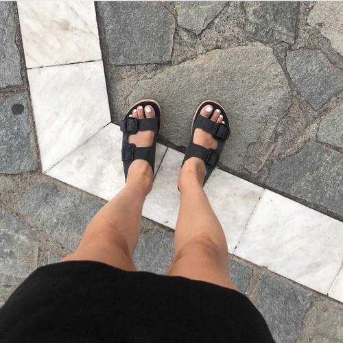 Esiot black leather sandals like new, size 38