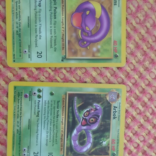 Ekans and Arbok Pokemon cards used