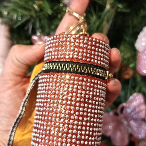 Keychain wallet like new, red with strass and glitter