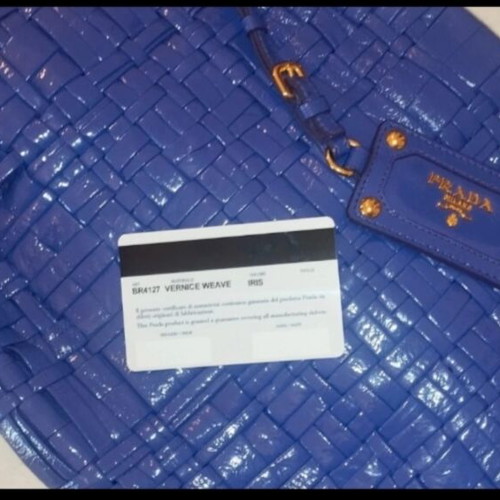 Prada Iris Vernice Weave Patent Leather Shoulder Tote, purple