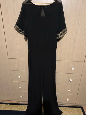 Black one-piece jumpsuit like new with gold detail, size L
