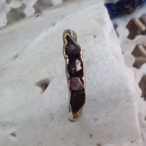 Silver 925° ring with black and gold plating, like new, size 54