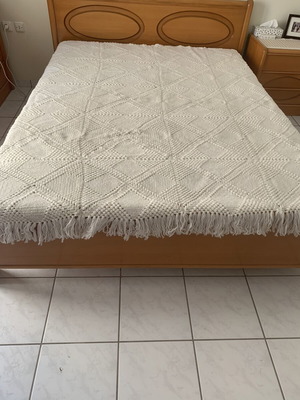 Handmade wool knitted blanket 1976 like new, 2.15x1.72 m