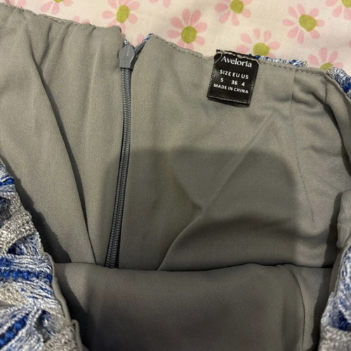 Shein short skirt with blue and grey floral design