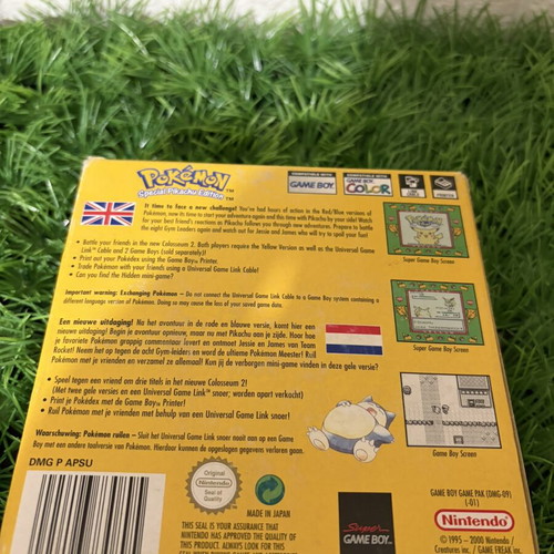 Pokémon Yellow Game Boy cartridge used with box and manual