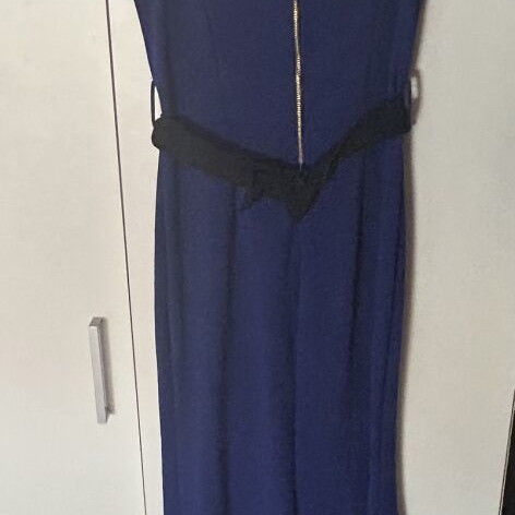 Blue formal dress, one size, elastic with neckline detail