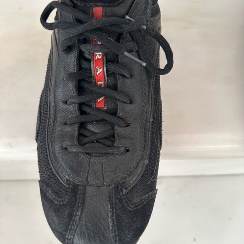 Prada leather black sneaker used, men's, size 39