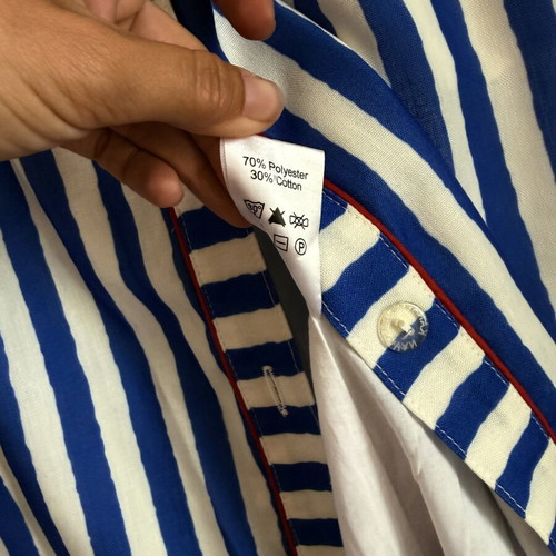 Karavan custom-tailored striped skirt, navy and white