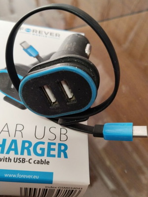 Car USB charger 3A with USB-C cable