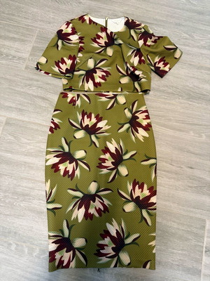 Ted Baker green floral set crop top and skirt like new
