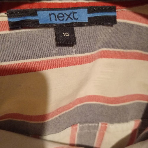 Next sleeveless striped blouse like new, UK 10, blue and red