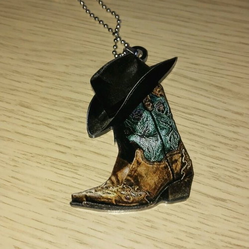 Car decoration with western boots and cowboy hat new
