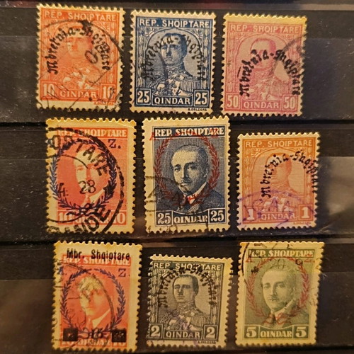 Albanian stamps 1927-1929 used, set of 9 pieces