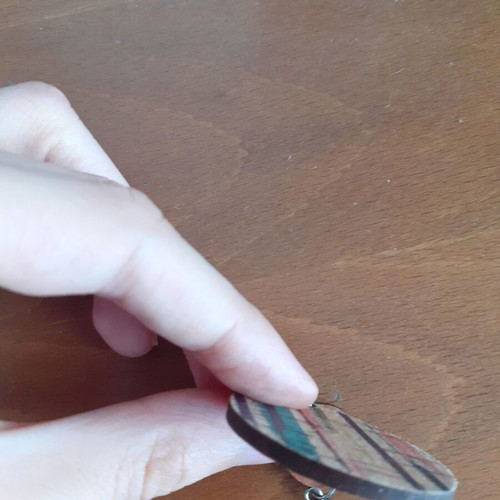 Wooden colorful hoop earrings like new