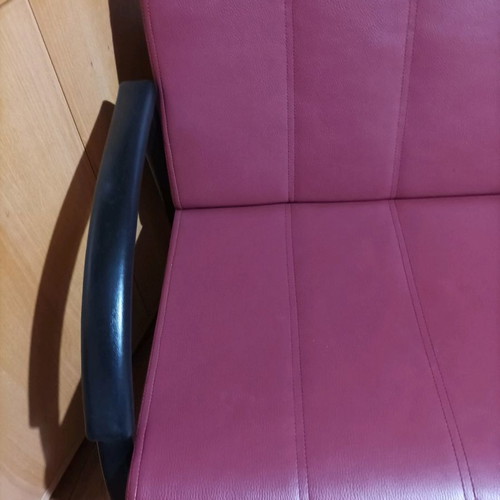 Preston leather two-seater sofas and armchair like new, bordeaux