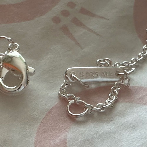 Pandora necklace with red bow new, silver