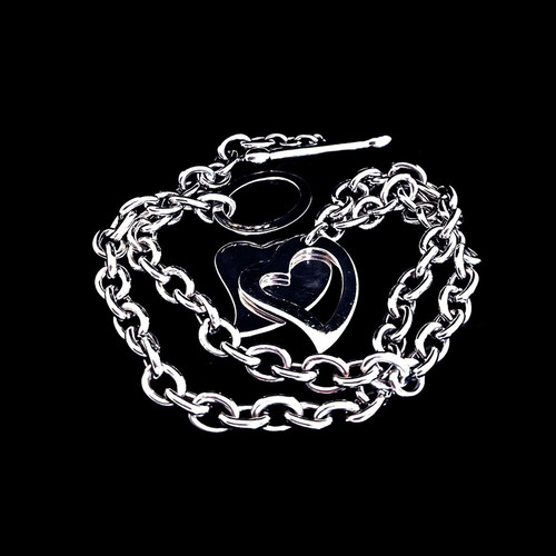 Vintage Folli Follie silver chunky chain necklace with heart like new