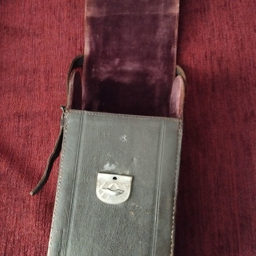 Leather case for analog camera used, vintage style