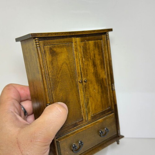 Wooden miniature wardrobe for dollhouse or decoration