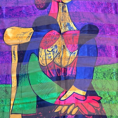 Picasso vintage scarf used, 90’s art with signature and colors