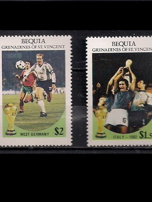 WORLD CUP 1982 BEQUIA ST VINCENT SET OF 4 MNH