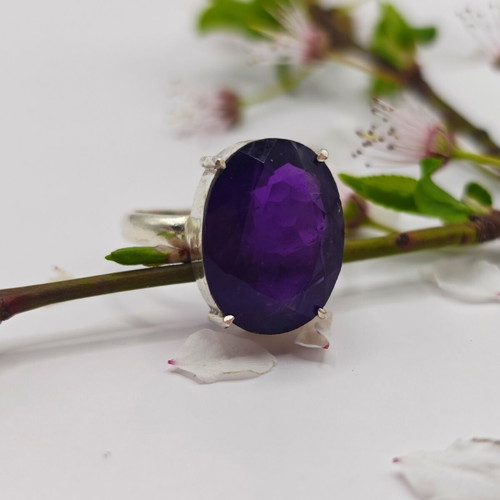 Silver ring with amethyst new, 925 hallmark