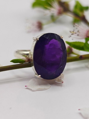 Silver ring with amethyst new, 925 hallmark