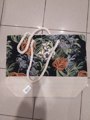 Floral Beach Bag Ankor black 53x16x40 cm new
