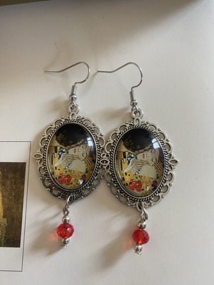 The Kiss Handmade Lightweight Earrings with Gustav Klimt Art