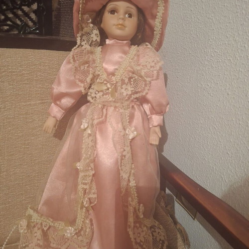 Vintage porcelain doll 40 cm with pink -  17,00 - Vendora.cy