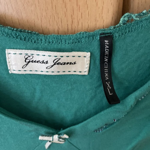 Guess jeans mako t-shirt with lace back XL like new, green