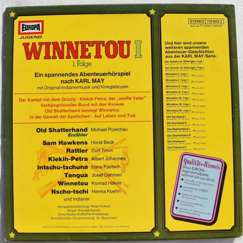Winnetou 1 Episode 1/3 LP used, German