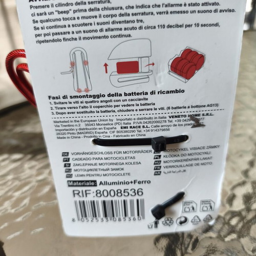 Disc Brake Lock with Alarm and Reminder Cable, New