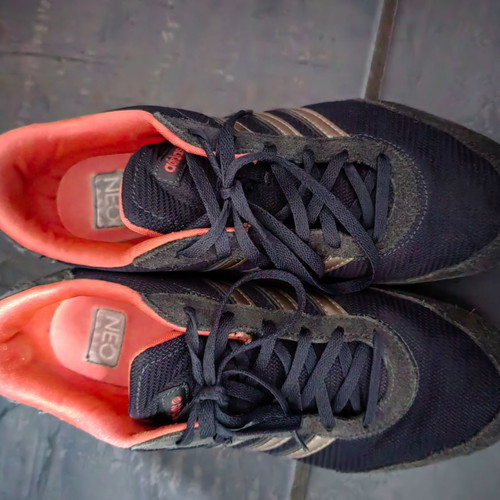 Adidas neon sneakers used, black-gold, size 40 2/3