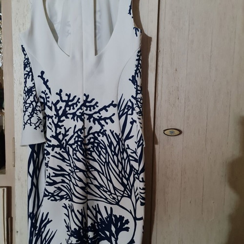 Φόρεμα Zara by Zeta Makripoulia σαν καινούργιο, άσπρο και μπλε, μέγεθος M