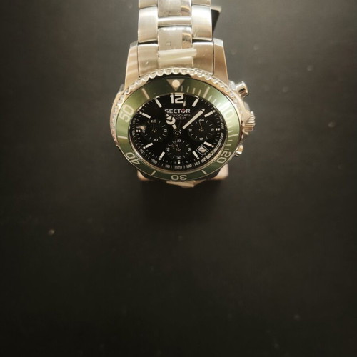 Sector 200 Chronograph watch with green bezel, full set NOS