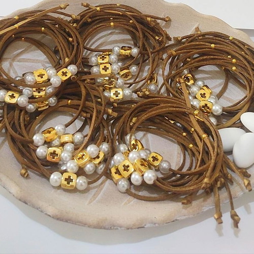 Martyrika bracelets new, pack of 50 with suede leather gold bronze color