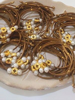 Martyrika bracelets new, pack of 50 with suede leather gold bronze color
