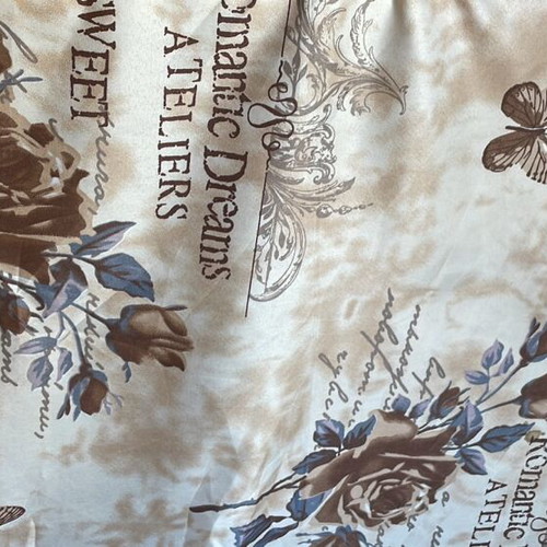 Fabric new beige with brown roses cotton 2.60x3.60 m