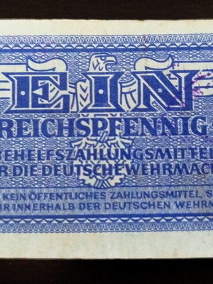 1 Reichspfennig Banknote 1942 German Occupation Gem New