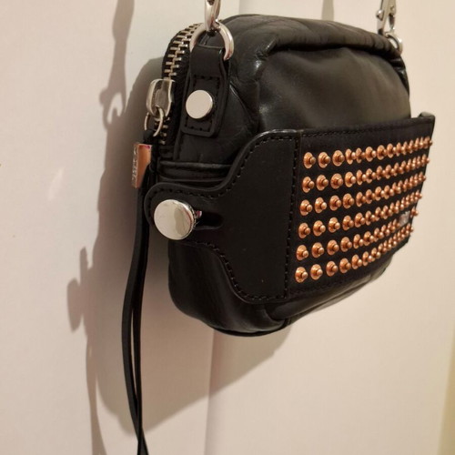 Diesel vintage Y2K black leather crossbody bag with studs used